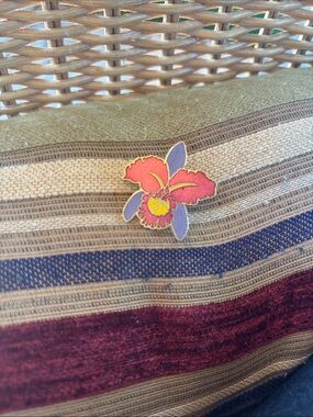 Cattleya Orchid enamel pin brooch pink purple yellow flower